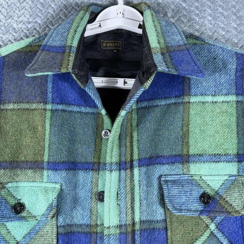 Vintage 50s Brent Montgomery Ward Wool Plaid Flannel Shirt Jacket Large Union
